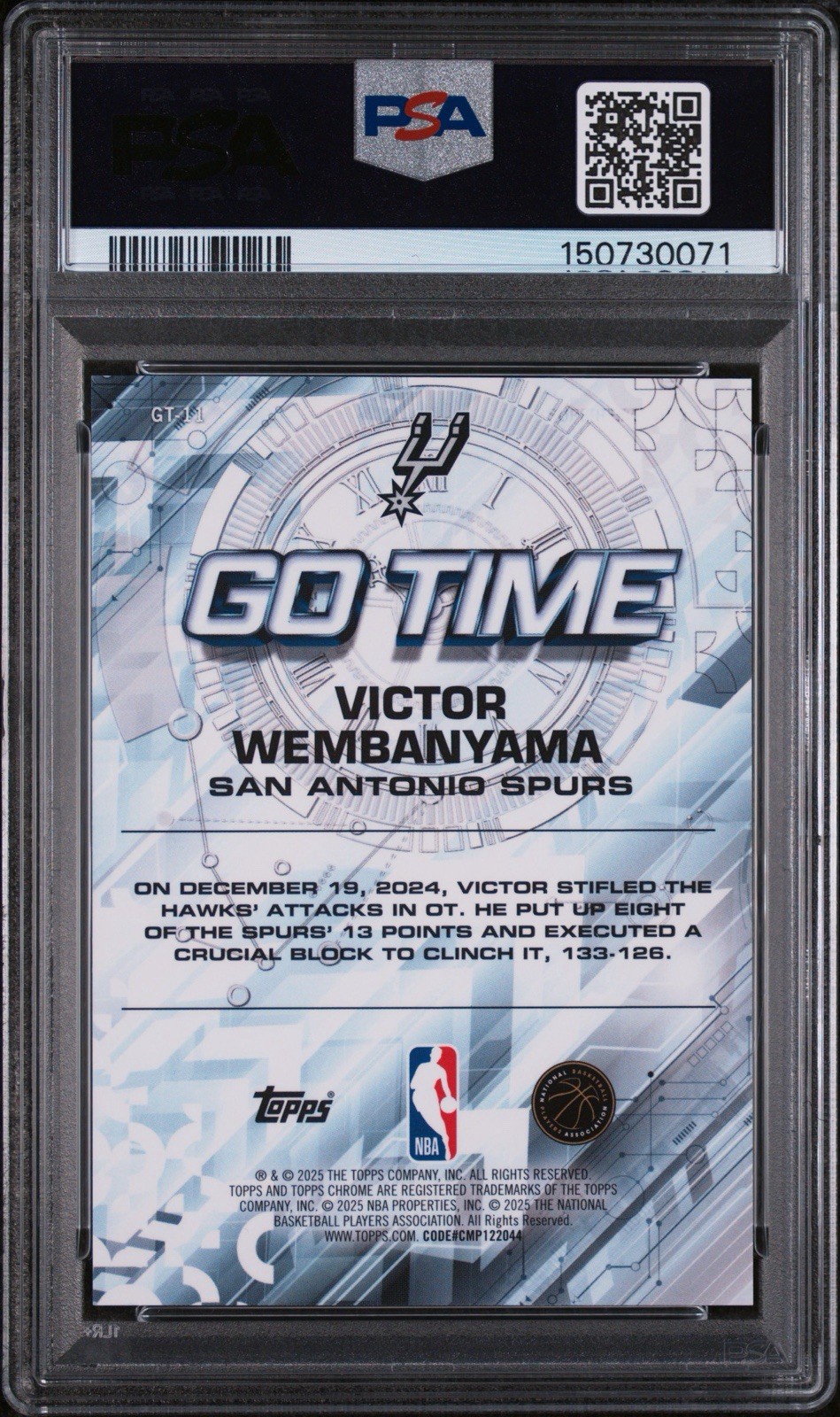 2025 TOPPS CHROME GO TIME GOLD REFRACTOR #GT-11 VICTOR WEMBANYAMA /50 PSA 9 view 2