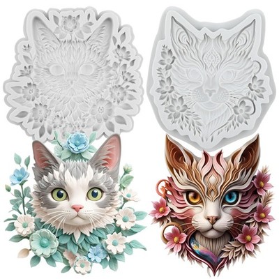 Cat Head Polymer Clay Molds Cat Silicone Mold for DIY Craft Epoxy Resin Casting