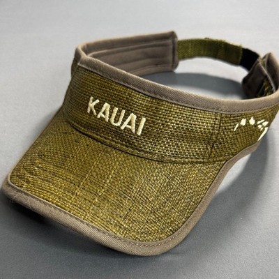 Kauai Hawaii Embroidered 100% Toyo Straw Visor   Olive Green   Adjustable