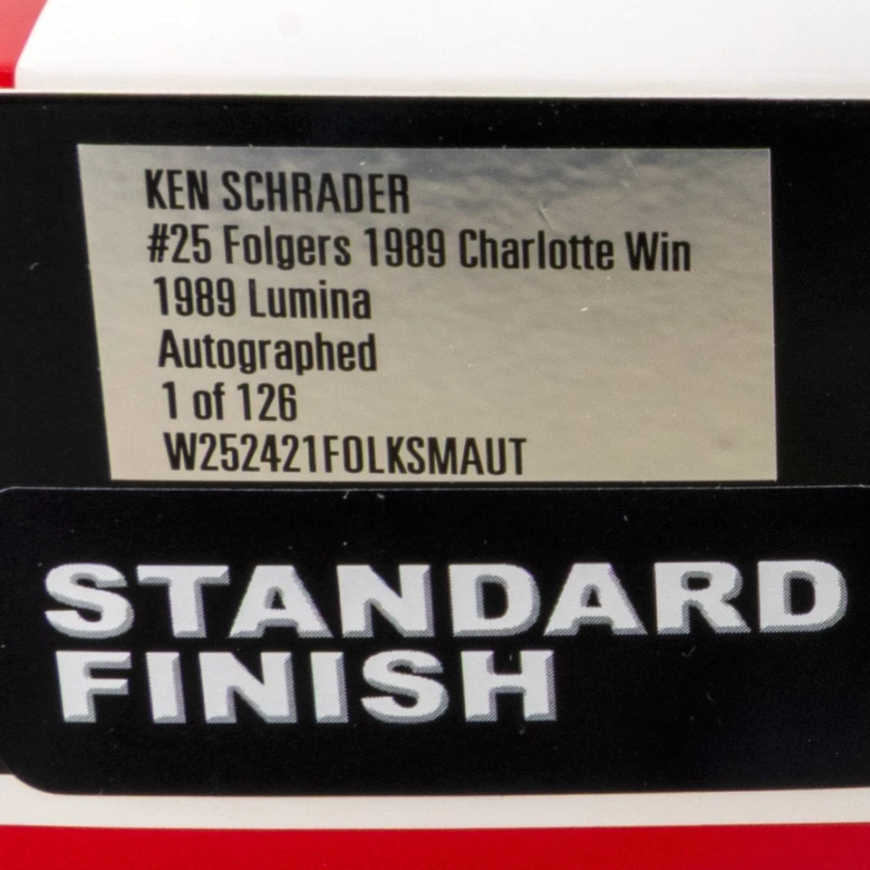 Ken Schrader Autographed Charlotte Race Win 1:24 Standard 1989 Diecast Car - - Image 3 of 4