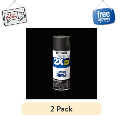 2Pack Rust-Oleum 2X Ultra Cover Spray Paint, Black Primer, Flat Finish, 12oz Can