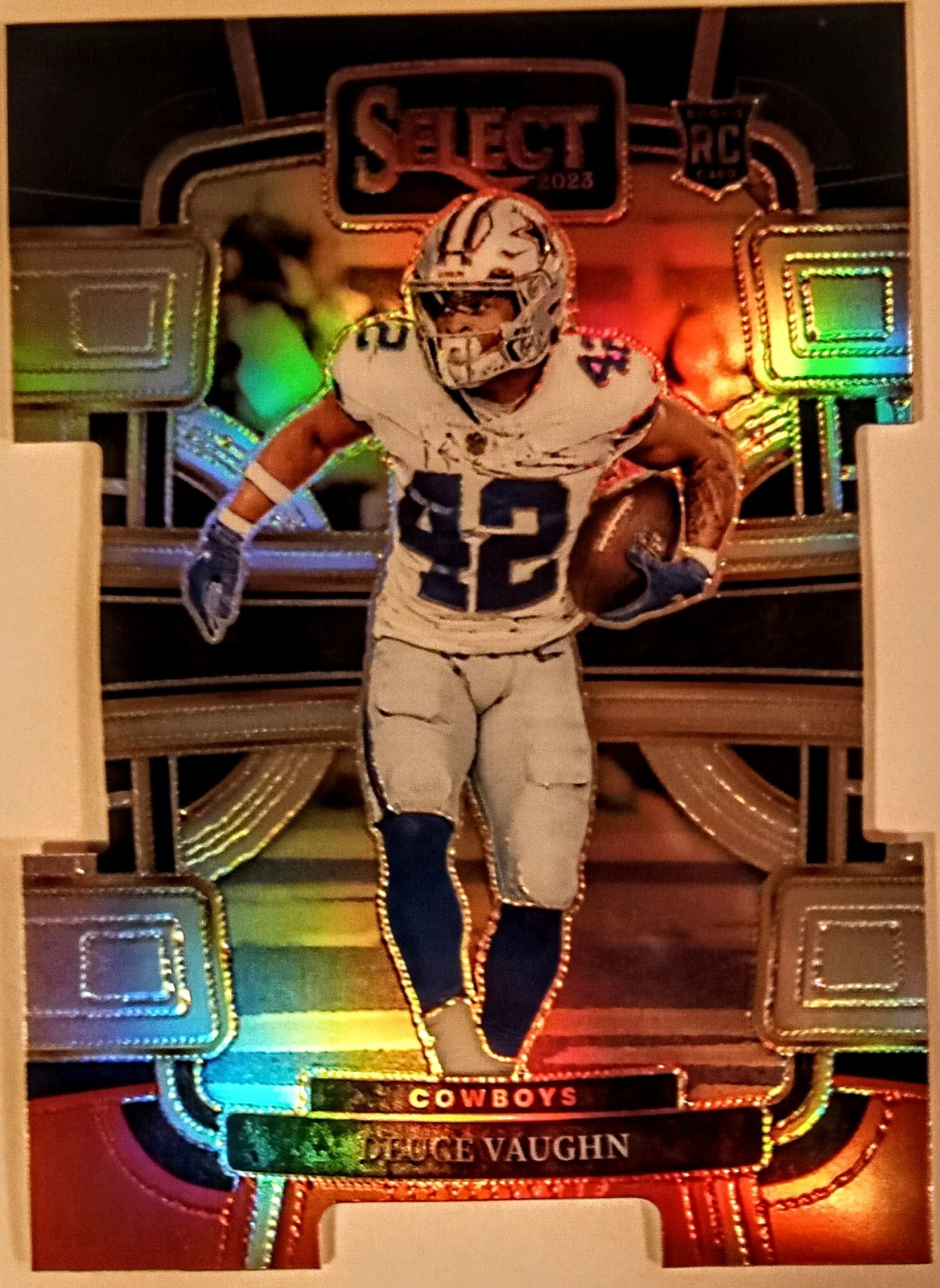 2023 Panini Select Concourse Deuce Vaughn #28 Black Red Prizm Die-Cut (RC)