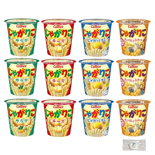 Calbee Jagariko 4 Sabores x3 Set Ensalada Queso Mantequilla Salsa de Soja...