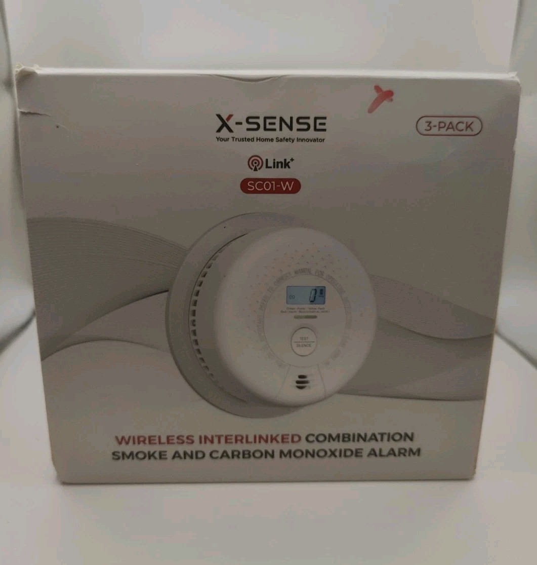 3 Pack X-Sense SC01-W Smoke Carbon Monoxide Detector Wireless Interconnect