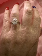 3ct Oval Moissanite Solitaire Engagement Ring - SS - Size 7 - Certified - D