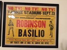Sugar Ray Robinson Vs Carmen Basilio 1957 22x28 Cardboard Poster Onsite Original