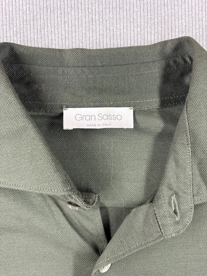 Camisa tejida manga larga piqué algodón verde oliva Gran Sasso (talla 48) - Imagen 3 de 4