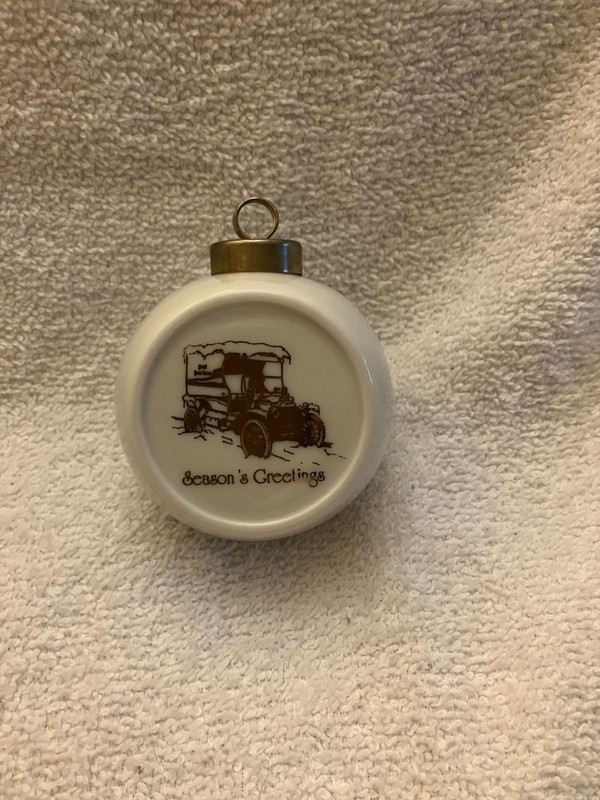 Vintage  Model T Christmas ornament car? delivery car Seasons Greetings 2 1/2 "