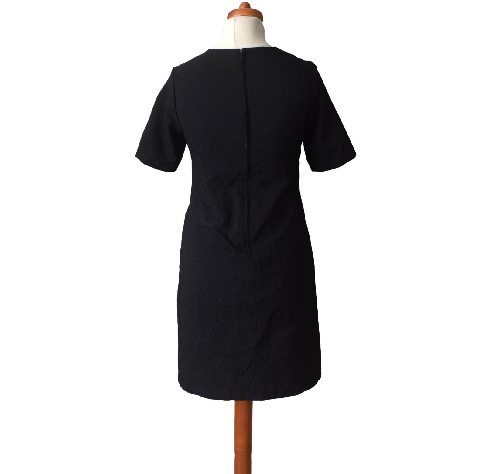 Vintage 90s Black Patterned Midi Dress Retro Indie 10 image 3