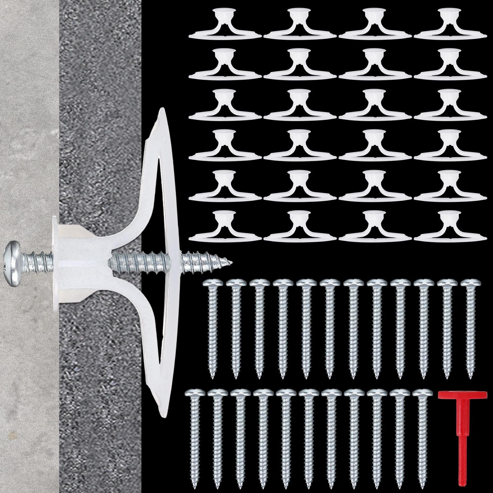 25-Piece Self-Drilling Drywall Anchor Kit for Hollow Walls