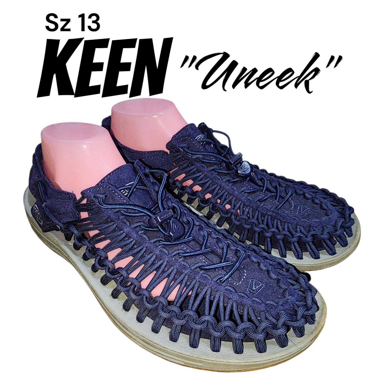 Sandali KEEN UNEEK taglia 13 blu navy corda elastica trail escursionismo acqua spiaggia sport