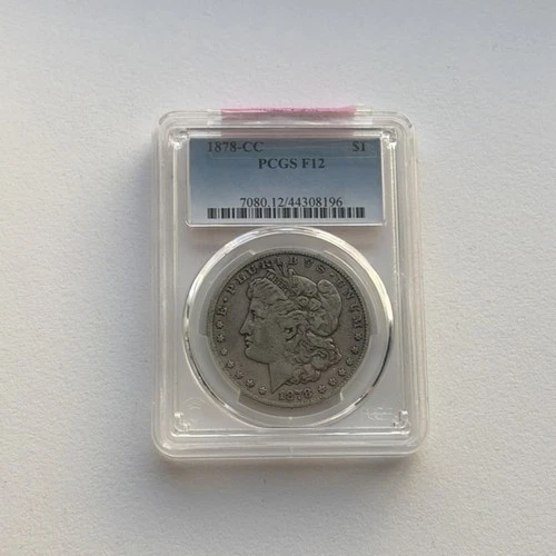 1878 Morgan Dollar PCGS F12 Carson City Silver $1 Coin Business Strike