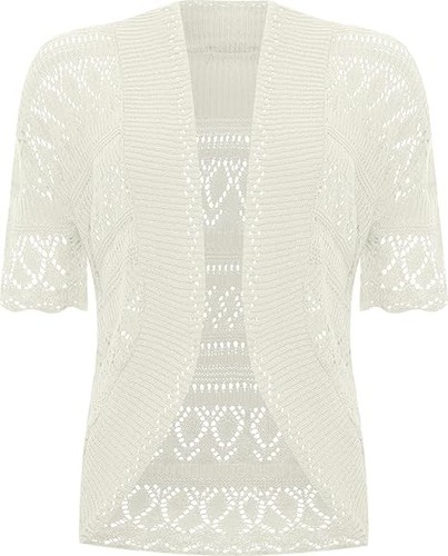 Ladies' Women’s Crochet Knit Short Sleeve Shrug Cardigan Bolero M-2XL - Picture 16 of 25