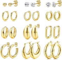 Ohrringe Set 13 Paar 316L Chirurgenstahl Hypoallergen Gold Silber Creolen Damen