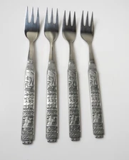 Hardanger, Norway, KONGETINN Pewter Handled 7 1/4" Forks, Set of 4