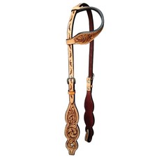 C-2-1E Hilason Western Horse One Ear Headstall American Leather Floral Brown