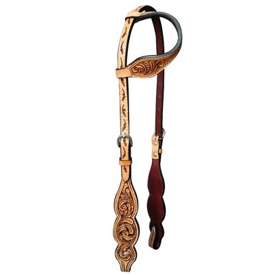 C-2-1E Hilason Western Horse One Ear Headstall American Leather Floral Brown