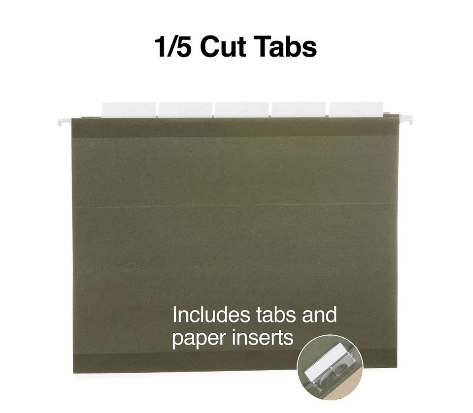 Carpetas de archivos colgantes de 5 pestañas grapas verdes (ST116764) Foto 2 de 4