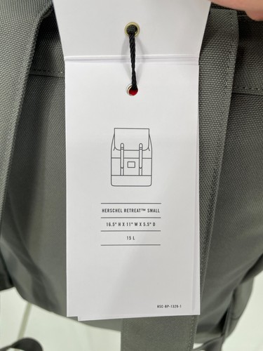 Herschel Retreat Small Backpack 15L Gargoyle 14" Laptop Sleeve 11091-05643-OS - Picture 5 of 6