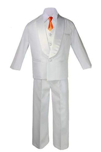 6pcs Boy Teens White Satin Shawl Lapel Suit Tuxedo pick color Satin LongTie 8-20 - Picture 10 of 28