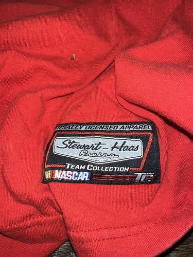 T-shirt vintage Tony Stewart adulto 2XL XXL rossa manica lunga ufficio deposito Haas Y2K - Foto 4 di 7