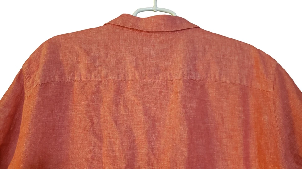Marc Anthony Mens Slim-Fit Linen Blend Button Shirt Red Short Sleeve Size XXL - Image 3 of 4