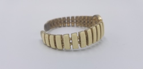 Vintage Hobe 1950-60's Cream Enamel Nugget Face Open Bracelet Red & Blue Front - Picture 8 of 11