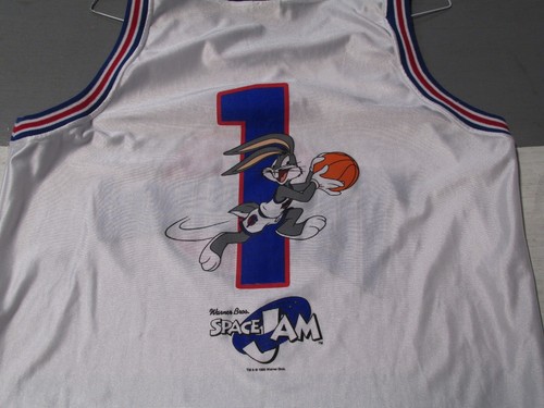 VTG 1996 Tune Squad Warner Bros Space Jam Jordan Bugs Bunny Jersey Men's Large - Picture 5 of 5