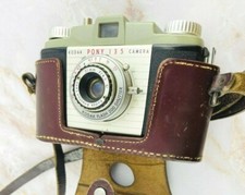 Kodak Pony 135 Camera Anaston Lens 51mm Flash 200 Shutter In Brown Leather Case