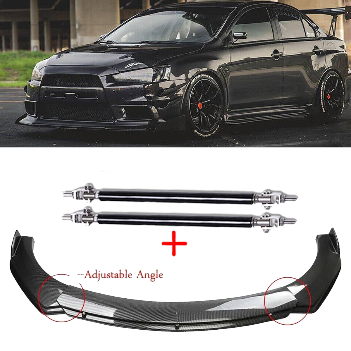 Carbon Fiber Style Front Bumper Lip Chin Spoiler For Mitsubishi Lancer GT Body