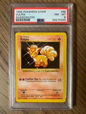 PSA 8 - Pokemon Error VULPIX - Shadowless Base Set - 68/102 BLUE