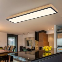 Wohnzimmerleuchte Deckenlampe Deckenleuchte Weiß Opal Holzoptik 1X Led H 6,5 Cm