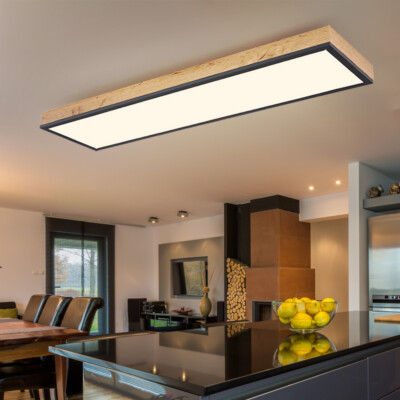Designleuchte Deckenlampe Deckenleuchte länglich Holzoptik weiß opal graphit LED