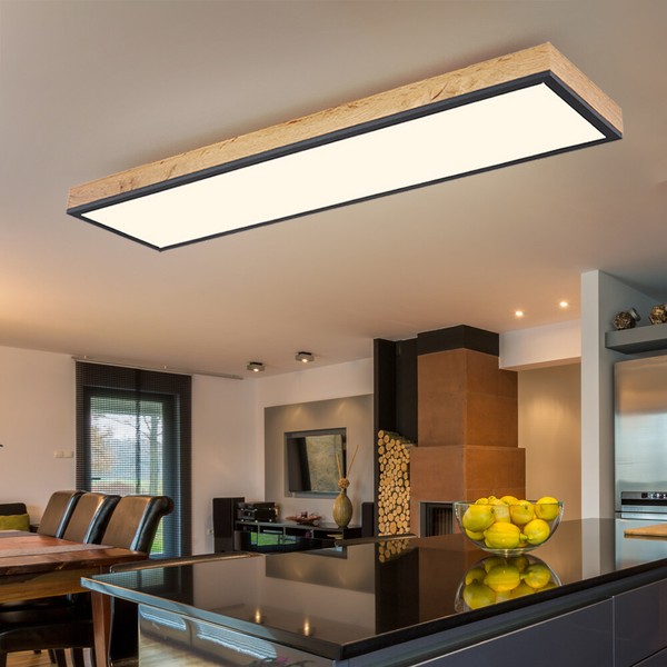 Designleuchte Deckenlampe Deckenleuchte LäNglich Holzoptik Weiß Opal Graphit Led-image
