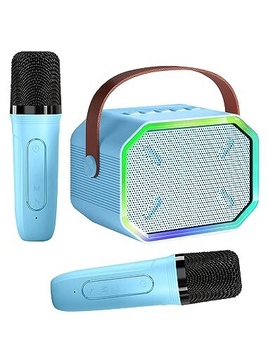 Portable Karaoke Machine for Kids & Adults with Bluetooth Speaker and 2 Microphones
