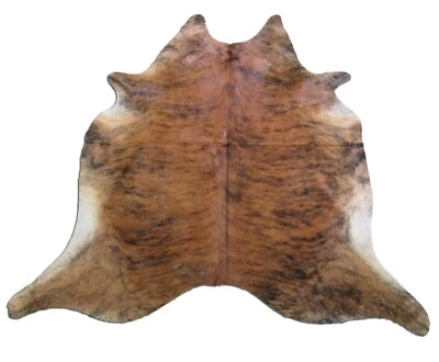 COWHIDESUSA New Brazilian Cowhide Rug Average Size: 7 X 7' Brindle Cowhide Leather Carpet