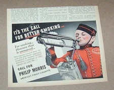 1940 print ad - Philip Morris Cigarettes - bellboy bell boy VINTAGE Advertising