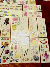 Creative Memories etc Scrapbook Color Sticker Vintage BABY Huge USED Sticker Lot