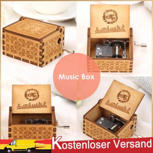 Boîte à musique rétro vintage en bois manivelée à la main artisanat maison ornements décoration cadeaux - Photo 1 sur 8