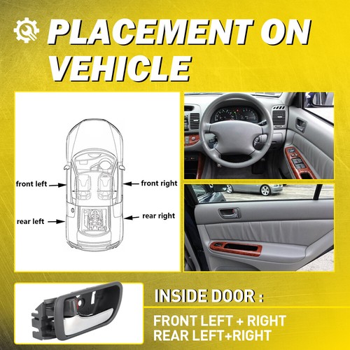 Perfect Fitment Car 4X Interior Inside Door Handle Grey+Chrome Fit Toyota Camry - Picture 9 of 12