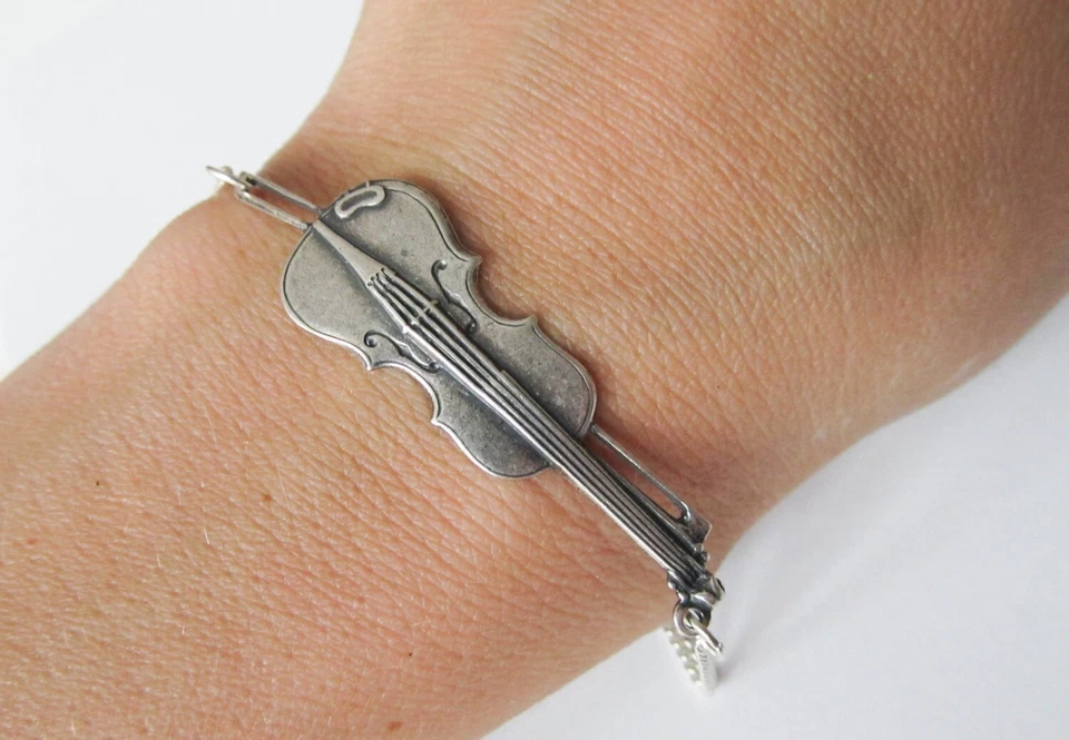 Geige Violine Viola Bratsche Geiger Musik Miniblings Armband silb. - Bild 3 von 4