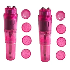 2XPink Personal Vibrator Portable Mini Massage Body Pocket Rocket 4 Head