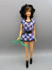 Vintage Barbie Black Slouch Ankle Boots black belt hat knit dress NO DOLL