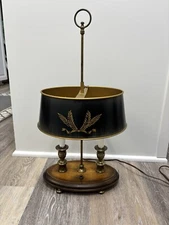 FREDRICK COOPER CHICAGO BOUILLOTTE 21" LAMP WOOD BASE FRENCH  TOLE PAINT SHADE  