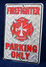 FIREFIGHTER - *US MADE* Embossed Sign - Garage Shop Man Cave Bar Pub Wall Decor