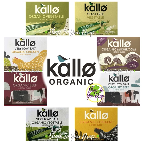 KALLO ORGANIC STOCK CUBES Chicken Beef Vegetable Low Salt✨FREE POST✨OFFER✨🥕🍄 - Picture 1 of 28