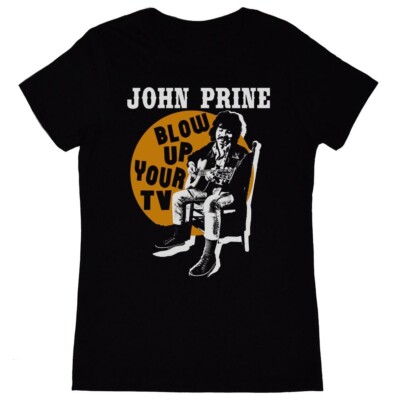 Vtg John Prine Blow Up Your TV Cotton Black All Size For Men T Shirt AG187