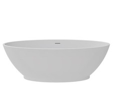 Modern Glossy White Punto Oval 1600mm Free Standing Bath With Waste