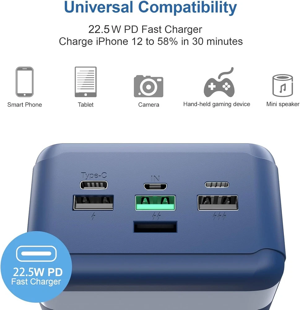 Power Bank 60000mAh Portable Charger Fast Charging 22.5W PD4.0 & QC 4.0 with USB Power Bank 60000mAh Portable Charger Fast Charging 22.5W PD4.0 & QC 4.0 with USB