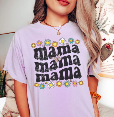 NEW! Mama Mom Life Floral Retro Design Cozy T-shirts S-3XL | eBay